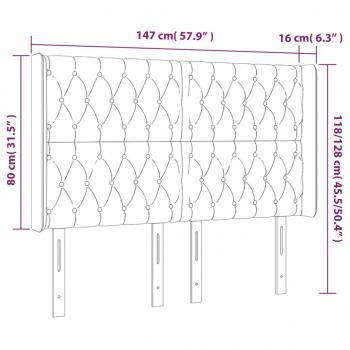 LED Kopfteil Dunkelgrau 147x16x118/128 cm Samt