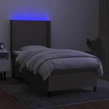 Boxspringbett mit Matratze & LED Taupe 90x200 cm Stoff