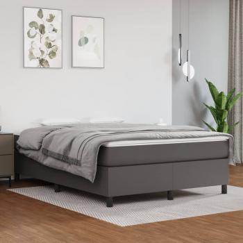 ARDEBO.de - Boxspringbett mit Matratze Grau 140x200 cm Kunstleder