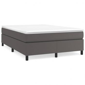 Boxspringbett mit Matratze Grau 140x200 cm Kunstleder