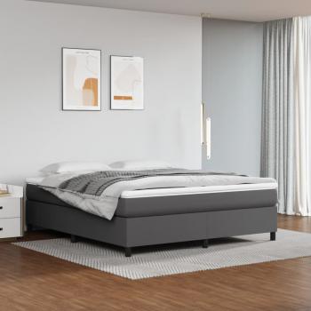 ARDEBO.de - Boxspringbett mit Matratze Grau 160x200 cm Kunstleder