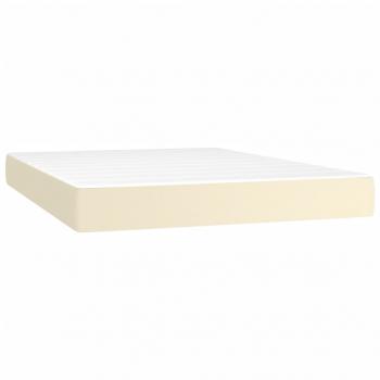 Boxspringbett mit Matratze Creme 140x200 cm Kunstleder