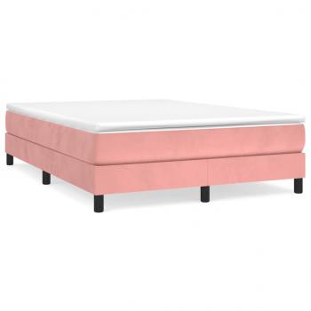 Boxspringbett mit Matratze Rosa 140x190 cm Samt