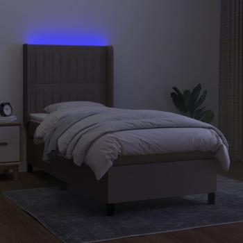 Boxspringbett mit Matratze & LED Taupe 90x200 cm Stoff