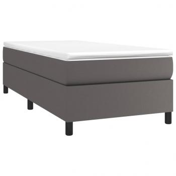 Boxspringbett mit Matratze Grau 80x200 cm Kunstleder