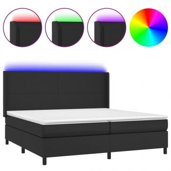 Boxspringbett mit Matratze & LED Schwarz 200x200 cm Kunstleder