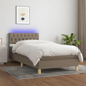 ARDEBO.de - Boxspringbett mit Matratze & LED Taupe 90x190 cm Stoff