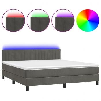 Boxspringbett mit Matratze & LED Dunkelgrau 180x200 cm Samt