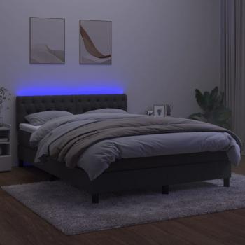 Boxspringbett mit Matratze & LED Dunkelgrau 140x200 cm Samt