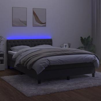 Boxspringbett mit Matratze & LED Dunkelgrau 140x190 cm Samt