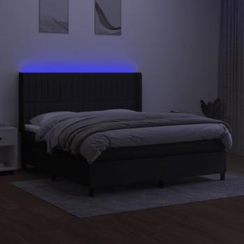 Boxspringbett mit Matratze & LED Schwarz 180x200 cm Stoff