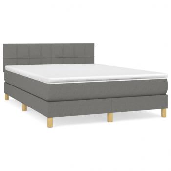 Boxspringbett mit Matratze Dunkelgrau 140x190 cm Stoff