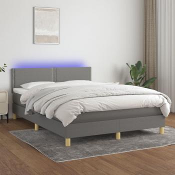 ARDEBO.de - Boxspringbett mit Matratze & LED Dunkelgrau 140x190 cm Stoff