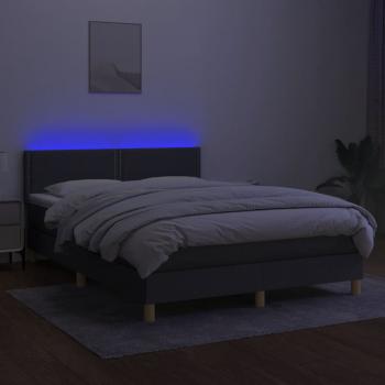 Boxspringbett mit Matratze & LED Dunkelgrau 140x190 cm Stoff