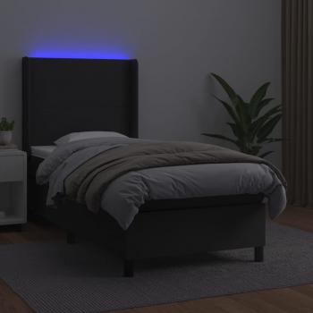 Boxspringbett mit Matratze & LED Schwarz 90x200 cm Kunstleder 