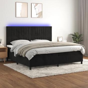 ARDEBO.de - Boxspringbett mit Matratze & LED Schwarz 200x200 cm Samt