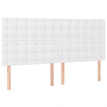 Boxspringbett mit Matratze & LED Weiß 200x200 cm Kunstleder