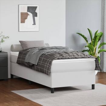 ARDEBO.de - Boxspringbett mit Matratze Weiß 100x200 cm Kunstleder