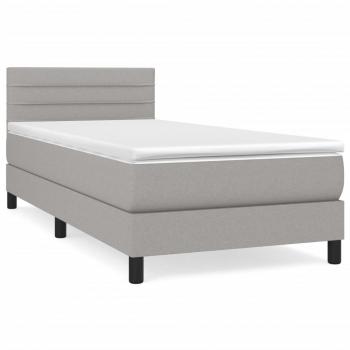 Boxspringbett mit Matratze Hellgrau 90x190 cm Stoff