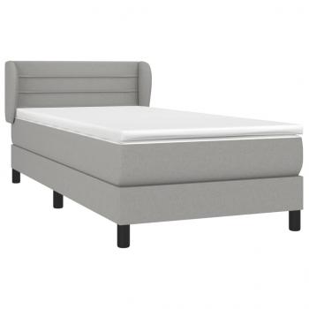 Boxspringbett mit Matratze Hellgrau 90x190 cm Stoff