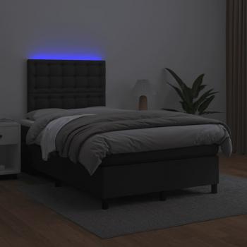 Boxspringbett mit Matratze & LED Schwarz 120x200 cm Kunstleder