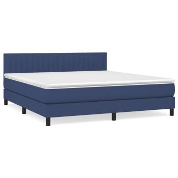 Boxspringbett mit Matratze Blau 180x200 cm Stoff