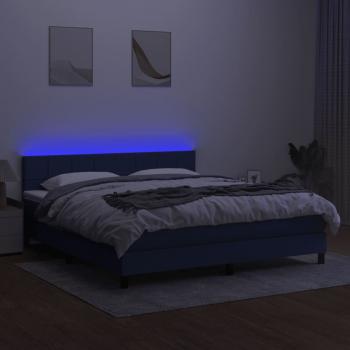 Boxspringbett mit Matratze & LED Blau 180x200 cm Stoff