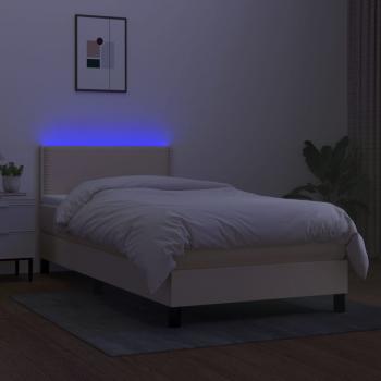 Boxspringbett mit Matratze & LED Creme 90x190 cm Stoff