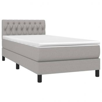 Boxspringbett mit Matratze & LED Hellgrau 90x190 cm Stoff