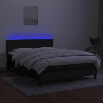 Boxspringbett mit Matratze & LED Schwarz 140x190 cm Stoff