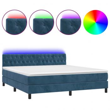 Boxspringbett mit Matratze & LED Dunkelblau 160x200 cm Samt