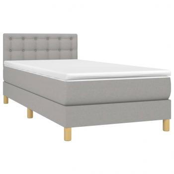 Boxspringbett mit Matratze Hellgrau 90x190 cm Stoff