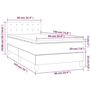 Boxspringbett mit Matratze Hellgrau 90x190 cm Stoff