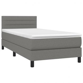 Boxspringbett mit Matratze & LED Dunkelgrau 90x190 cm Stoff