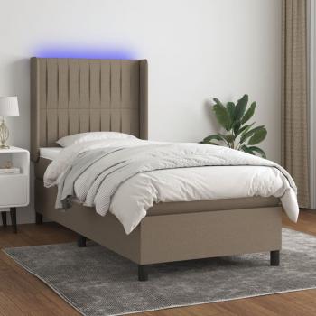 ARDEBO.de - Boxspringbett mit Matratze & LED Taupe 90x190 cm Stoff