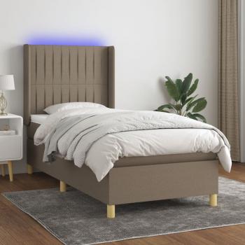 ARDEBO.de - Boxspringbett mit Matratze & LED Taupe 90x190 cm Stoff