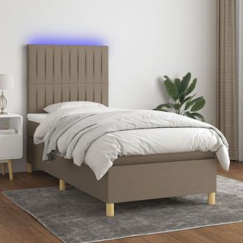 ARDEBO.de - Boxspringbett mit Matratze & LED Taupe 90x190 cm Stoff