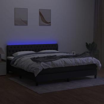 Boxspringbett mit Matratze & LED Schwarz 180x200 cm Stoff