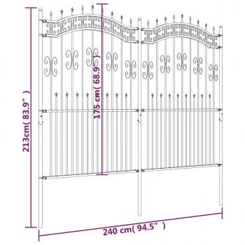 Gartenzaun mit Speerspitzen Schwarz 222 cm Stahl