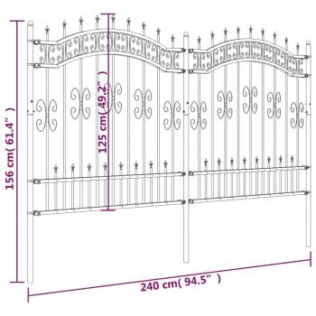 Gartenzaun mit Speerspitzen Schwarz 165 cm Stahl