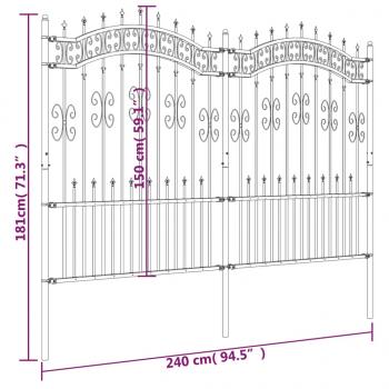 Gartenzaun mit Speerspitzen Schwarz 190 cm Stahl