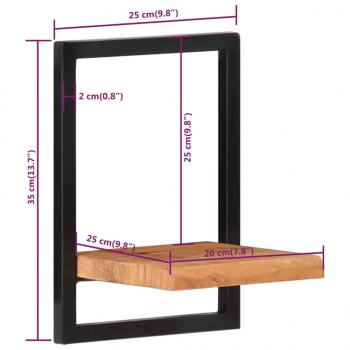 Wandregale 2 Stk. 25x25x35 cm Massivholz Akazie und Stahl 