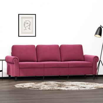 ARDEBO.de - 3-Sitzer-Sofa Weinrot 180 cm Samt