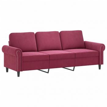 3-Sitzer-Sofa Weinrot 180 cm Samt