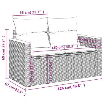 3-tlg. Garten-Sofagarnitur mit Kissen Schwarz Poly Rattan