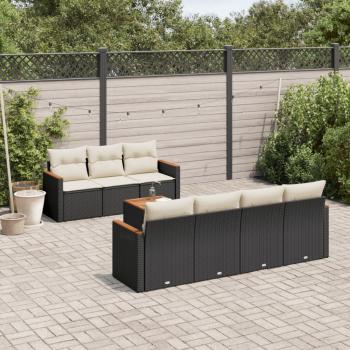 ARDEBO.de - 8-tlg. Garten-Sofagarnitur mit Kissen Schwarz Poly Rattan