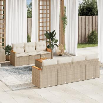 ARDEBO.de - 8-tlg. Garten-Sofagarnitur mit Kissen Beige Poly Rattan