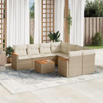 ARDEBO.de - 9-tlg. Garten-Sofagarnitur mit Kissen Beige Poly Rattan