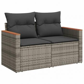 5-tlg. Garten-Sofagarnitur mit Kissen Grau Poly Rattan