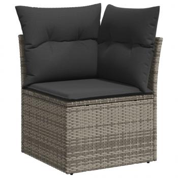 6-tlg. Garten-Sofagarnitur mit Kissen Grau Poly Rattan